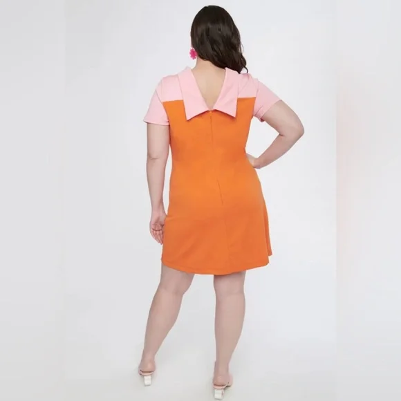 Unique Vintage Smak Parlour Orange and white Floral Dress Retro - Picture 3 of 6